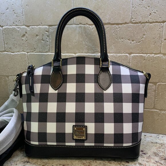 Dooney & Bourke Black & White Check Darcy Satchel NWT - Picture 2 of 11